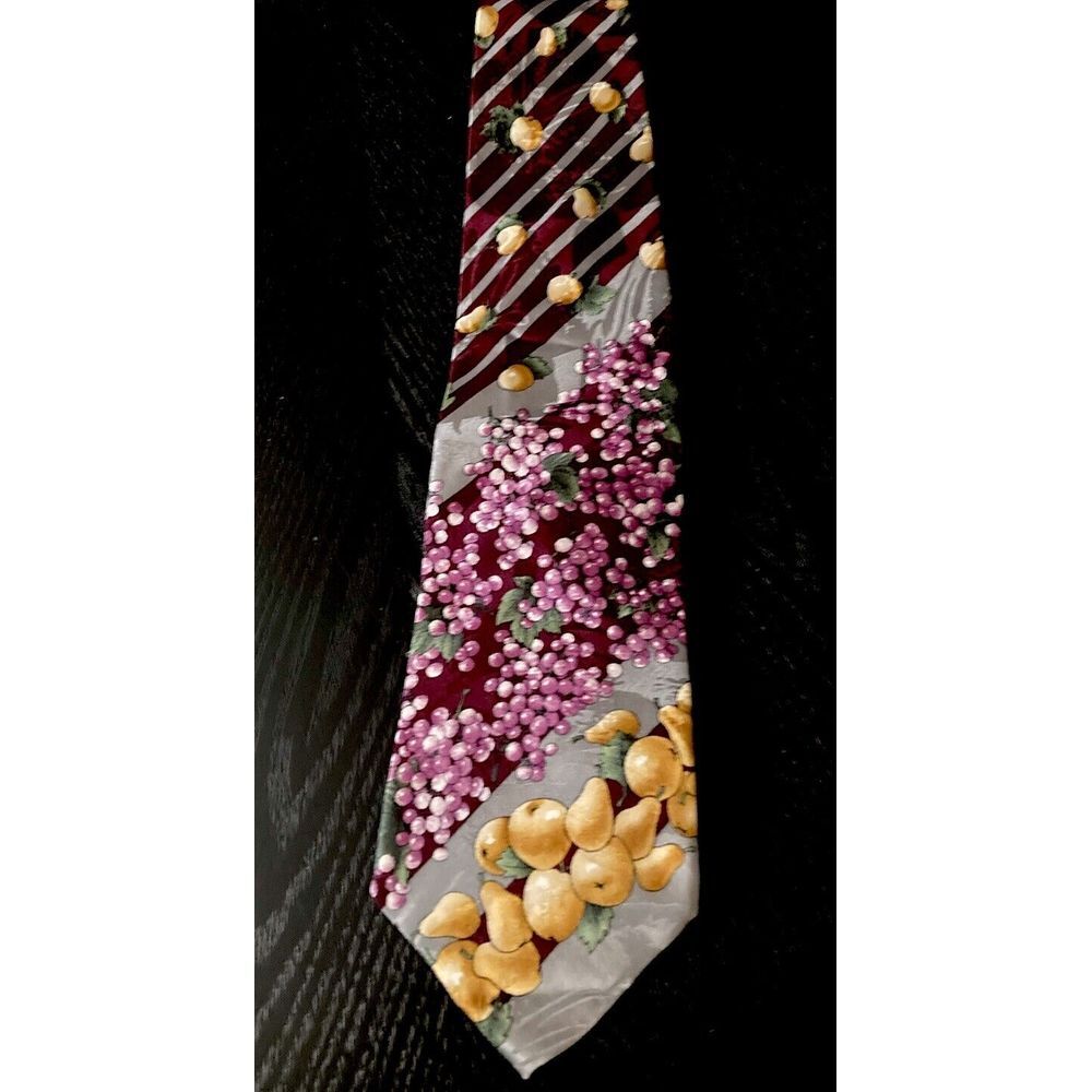 Anthony Sicari 100% Silk Men's Neck Tie‎ Multicolor Fruit Pear Themed Tie NEW!